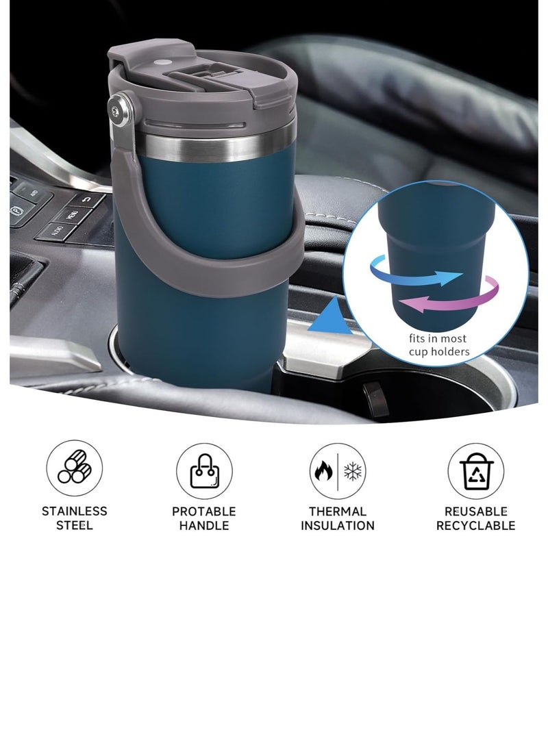 TYESO 1200ml Vacuum Insulated Tumbler 40oz Stainless Steel Travel Mug with Handle & Lid – Double Wall Thermal Water Bottle for Hot & Cold Drinks, Leakproof Large Capacity Cup – Blue - Image 5